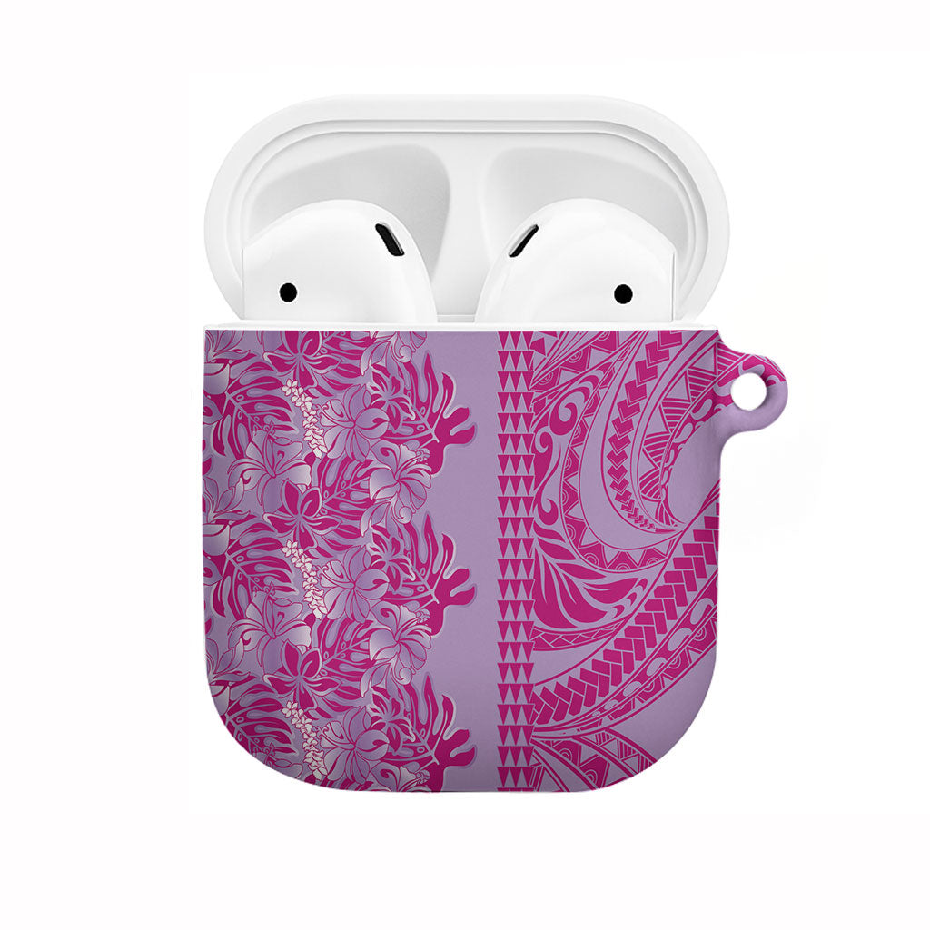 Purple Hibiscus Monstera Seamless Kakau Hawaii AirPods Case