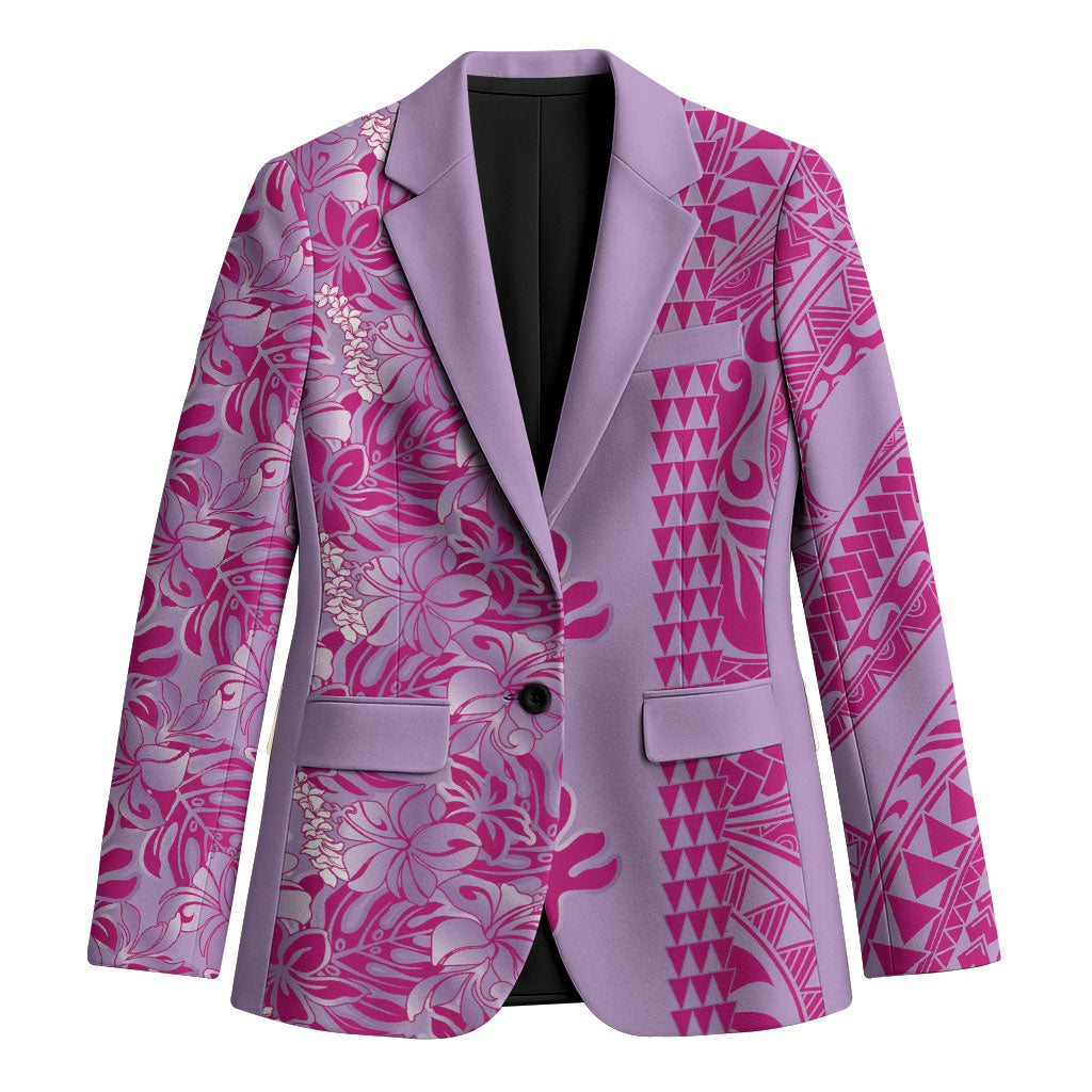 Purple Hibiscus Monstera Seamless Kakau Hawaii Blazer