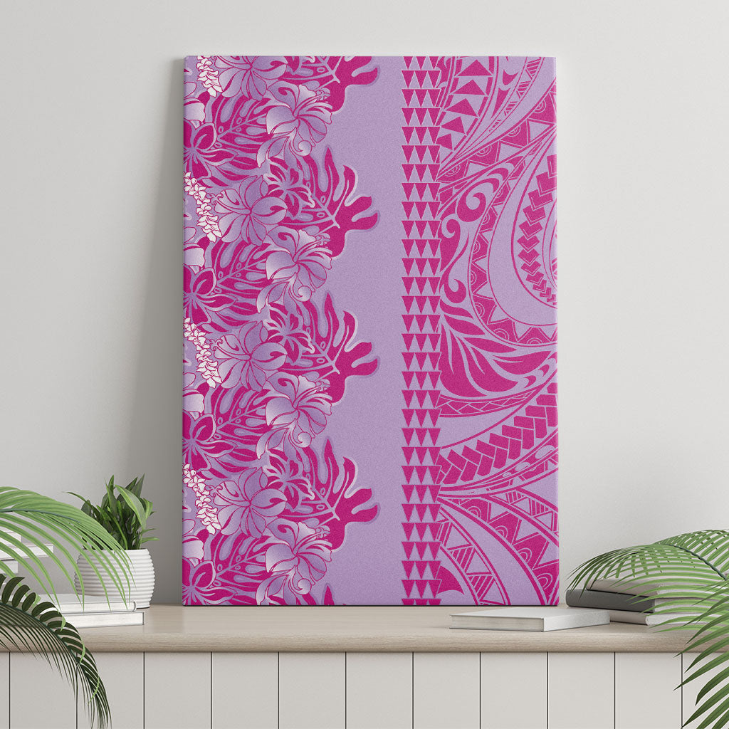 Purple Hibiscus Monstera Seamless Kakau Hawaii Canvas Wall Art LT14 - Polynesian Pride