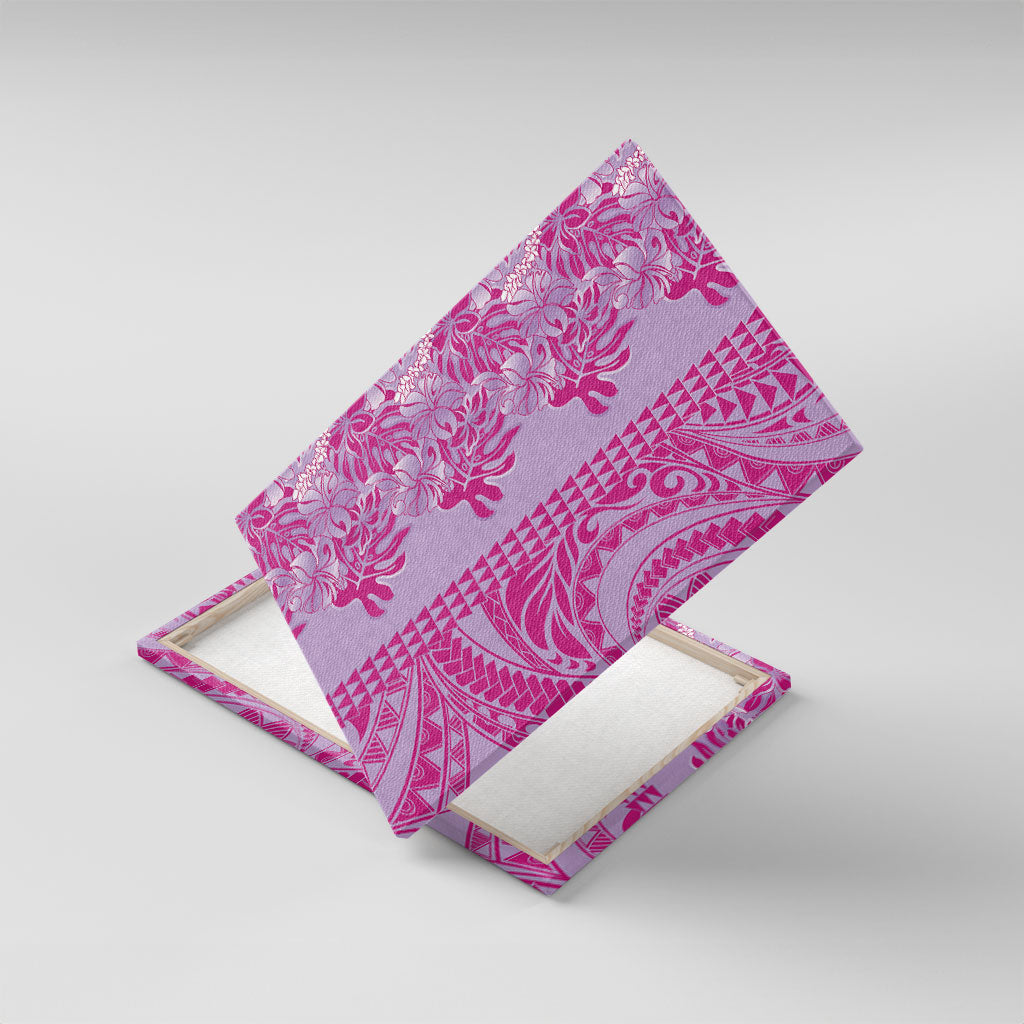 Purple Hibiscus Monstera Seamless Kakau Hawaii Canvas Wall Art LT14 With Frame Purple - Polynesian Pride