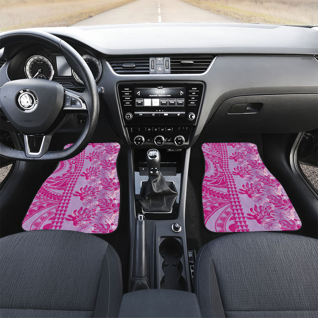 Purple Hibiscus Monstera Seamless Kakau Hawaii Car Mats LT14 Set 2pcs - Front Purple - Polynesian Pride