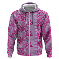 Purple Hibiscus Monstera Seamless Kakau Hawaii Hoodie LT14 Zip Hoodie Purple - Polynesian Pride