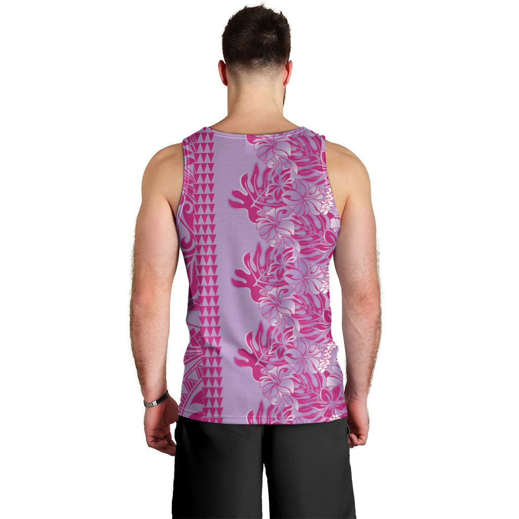 Purple Hibiscus Monstera Seamless Kakau Hawaii Men Tank Top LT14 - Polynesian Pride