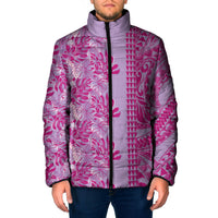 Purple Hibiscus Monstera Seamless Kakau Hawaii Padded Jacket LT14 Men Purple - Polynesian Pride