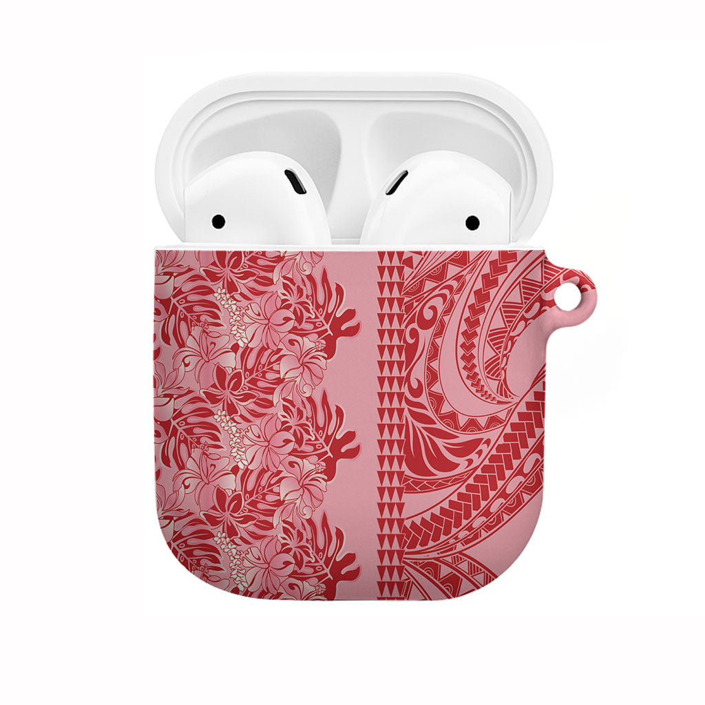 Red Hibiscus Monstera Seamless Kakau Hawaii AirPods Case