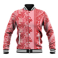 Red Hibiscus Monstera Seamless Kakau Hawaii Baseball Jacket LT14 Unisex Red - Polynesian Pride