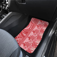 Red Hibiscus Monstera Seamless Kakau Hawaii Car Mats LT14 - Polynesian Pride