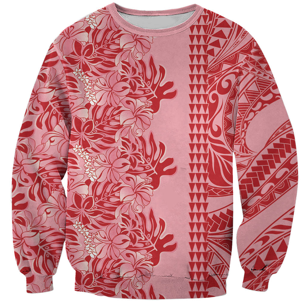 Red Hibiscus Monstera Seamless Kakau Hawaii Sweatshirt