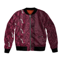 Burgundy Hibiscus Monstera Seamless Kakau Hawaii Bomber Jacket LT14 Unisex Burgundy - Polynesian Pride