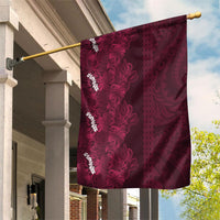 Burgundy Hibiscus Monstera Seamless Kakau Hawaii Garden Flag LT14 House Flag Burgundy - Polynesian Pride