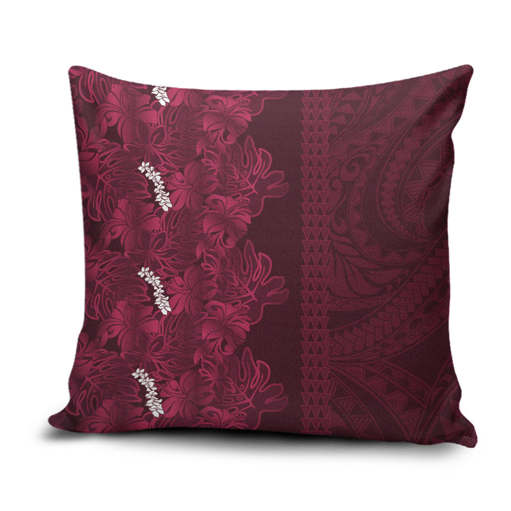 Burgundy Hibiscus Monstera Seamless Kakau Hawaii Pillow Cover LT14 Burgundy - Polynesian Pride