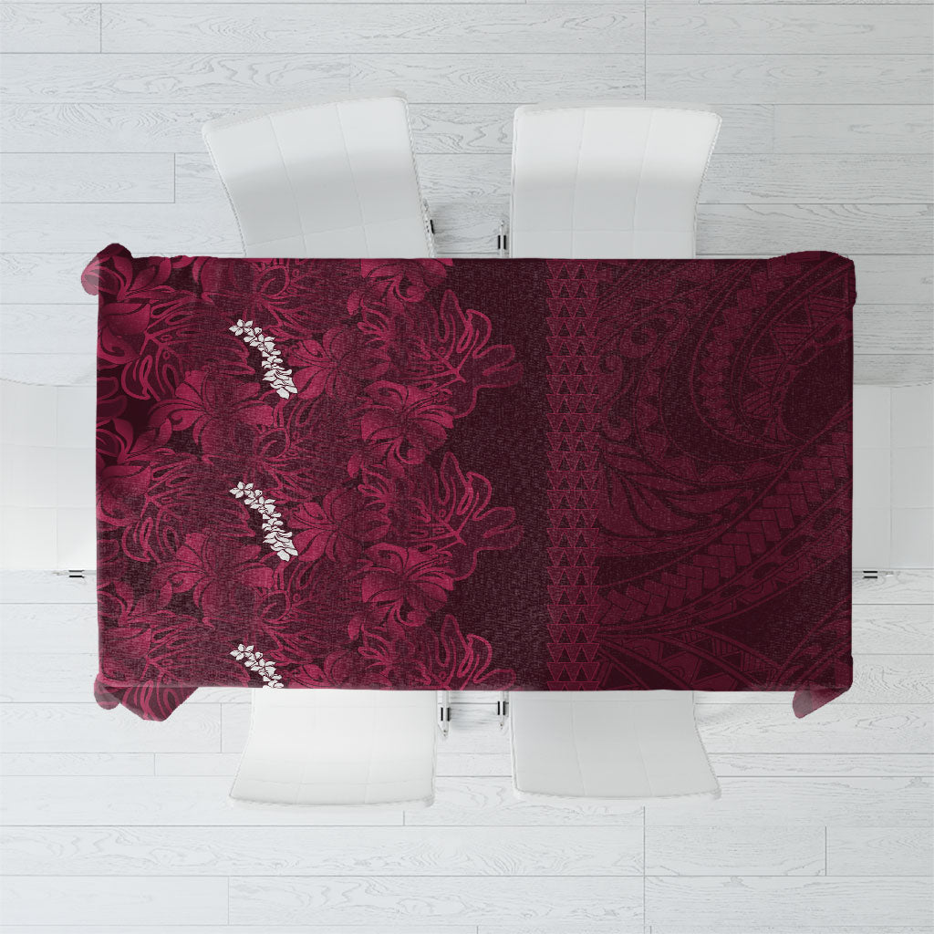 Burgundy Hibiscus Monstera Seamless Kakau Hawaii Tablecloth LT14 Burgundy - Polynesian Pride