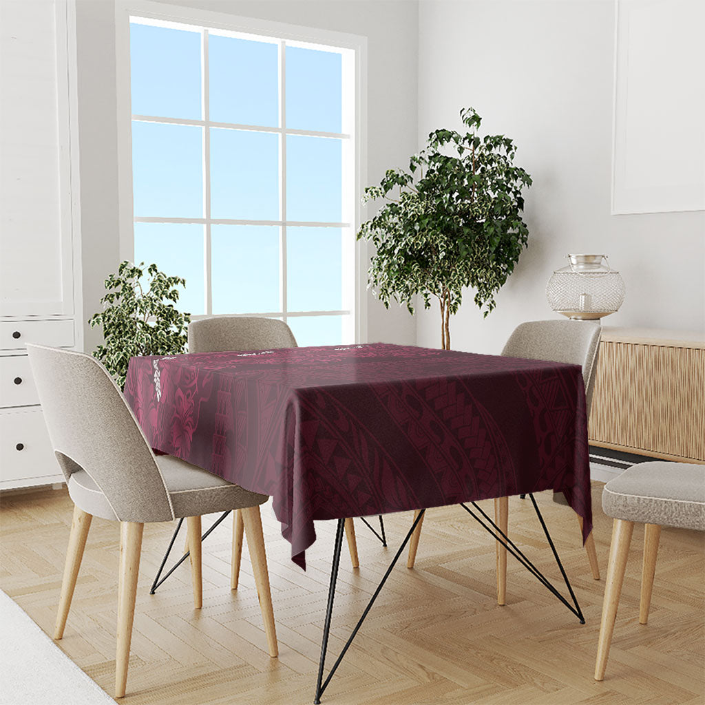 Burgundy Hibiscus Monstera Seamless Kakau Hawaii Tablecloth LT14 - Polynesian Pride