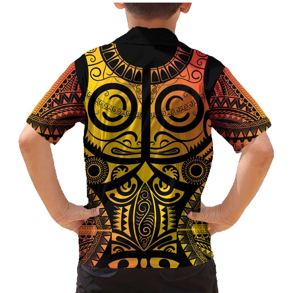 Marquesas Islands Family Matching Mermaid Dress and Hawaiian Shirt Marquesan Tattoo Yellow Gradient LT14 - Polynesian Pride