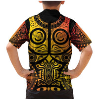 Marquesas Islands Family Matching Mermaid Dress and Hawaiian Shirt Marquesan Tattoo Yellow Gradient LT14 - Polynesian Pride