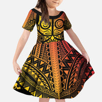 Marquesas Islands Family Matching Puletasi and Hawaiian Shirt Marquesan Tattoo Yellow Gradient - Polynesian Pride