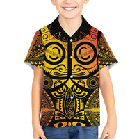 Marquesas Islands Family Matching Short Sleeve Bodycon Dress and Hawaiian Shirt Marquesan Tattoo Yellow Gradient LT14 Son's Shirt Yellow - Polynesian Pride
