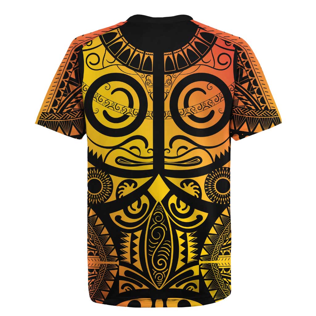 Marquesas Islands Rugby Jersey Marquesan Tattoo Yellow Gradient - Polynesian Pride