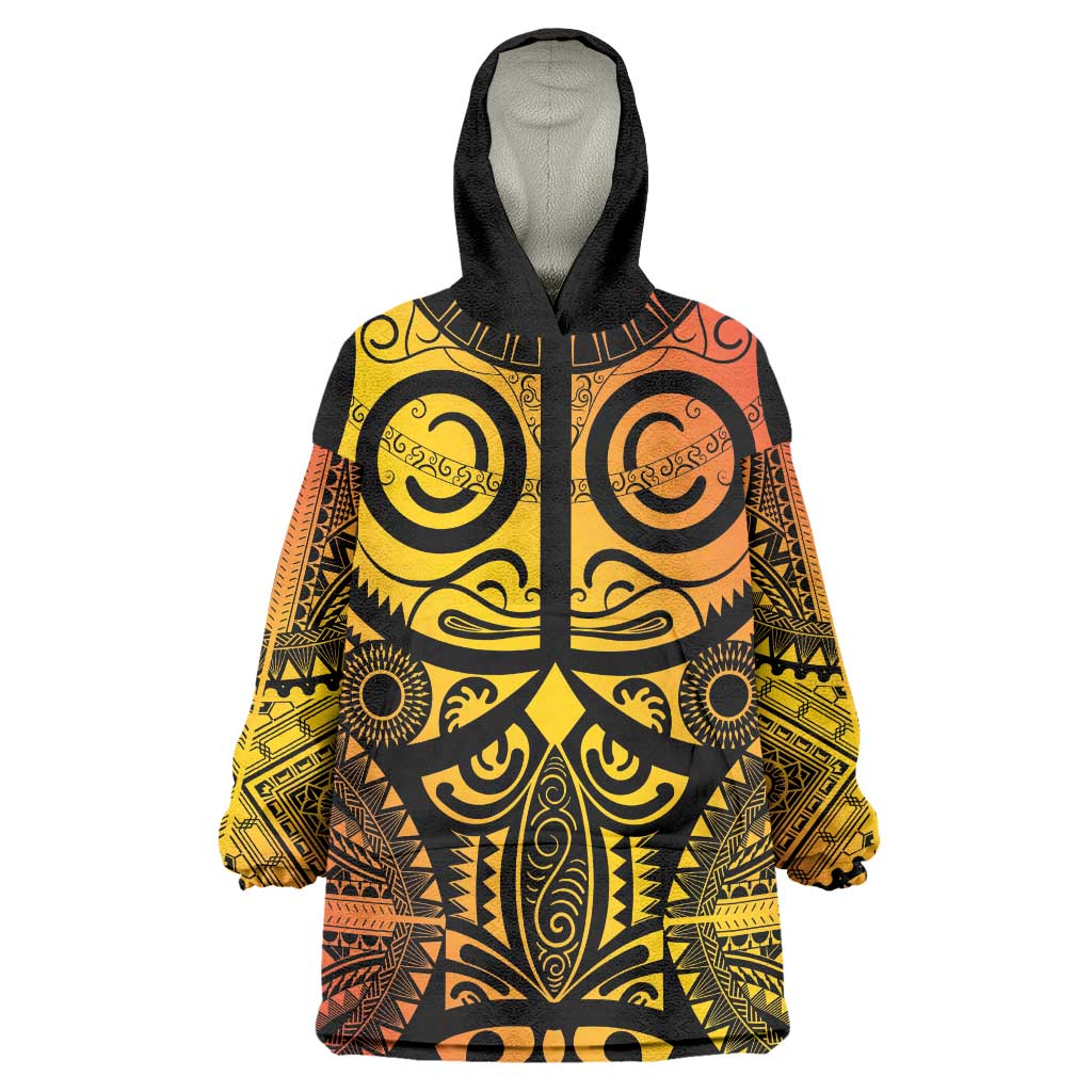 Marquesas Islands Wearable Blanket Hoodie Marquesan Tattoo Yellow Gradient LT14 One Size Yellow - Polynesian Pride