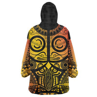Marquesas Islands Wearable Blanket Hoodie Marquesan Tattoo Yellow Gradient LT14 - Polynesian Pride