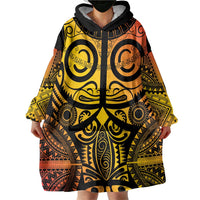 Marquesas Islands Wearable Blanket Hoodie Marquesan Tattoo Yellow Gradient LT14 - Polynesian Pride