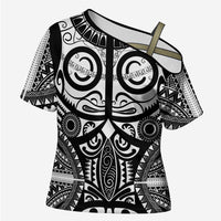 Marquesas Islands Cross Shoulder Shirt Marquesan Tattoo Black White Color LT14 Female Black - Polynesian Pride