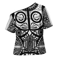 Marquesas Islands Cross Shoulder Shirt Marquesan Tattoo Black White Color LT14 - Polynesian Pride