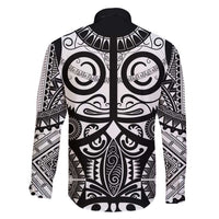 Marquesas Islands Family Matching Long Sleeve Bodycon Dress and Hawaiian Shirt Marquesan Tattoo Black White Color LT14 - Polynesian Pride