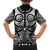 Marquesas Islands Family Matching Off The Shoulder Long Sleeve Dress and Hawaiian Shirt Marquesan Tattoo Black White Color LT14 - Polynesian Pride
