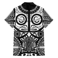 Marquesas Islands Family Matching Off The Shoulder Long Sleeve Dress and Hawaiian Shirt Marquesan Tattoo Black White Color LT14 - Polynesian Pride