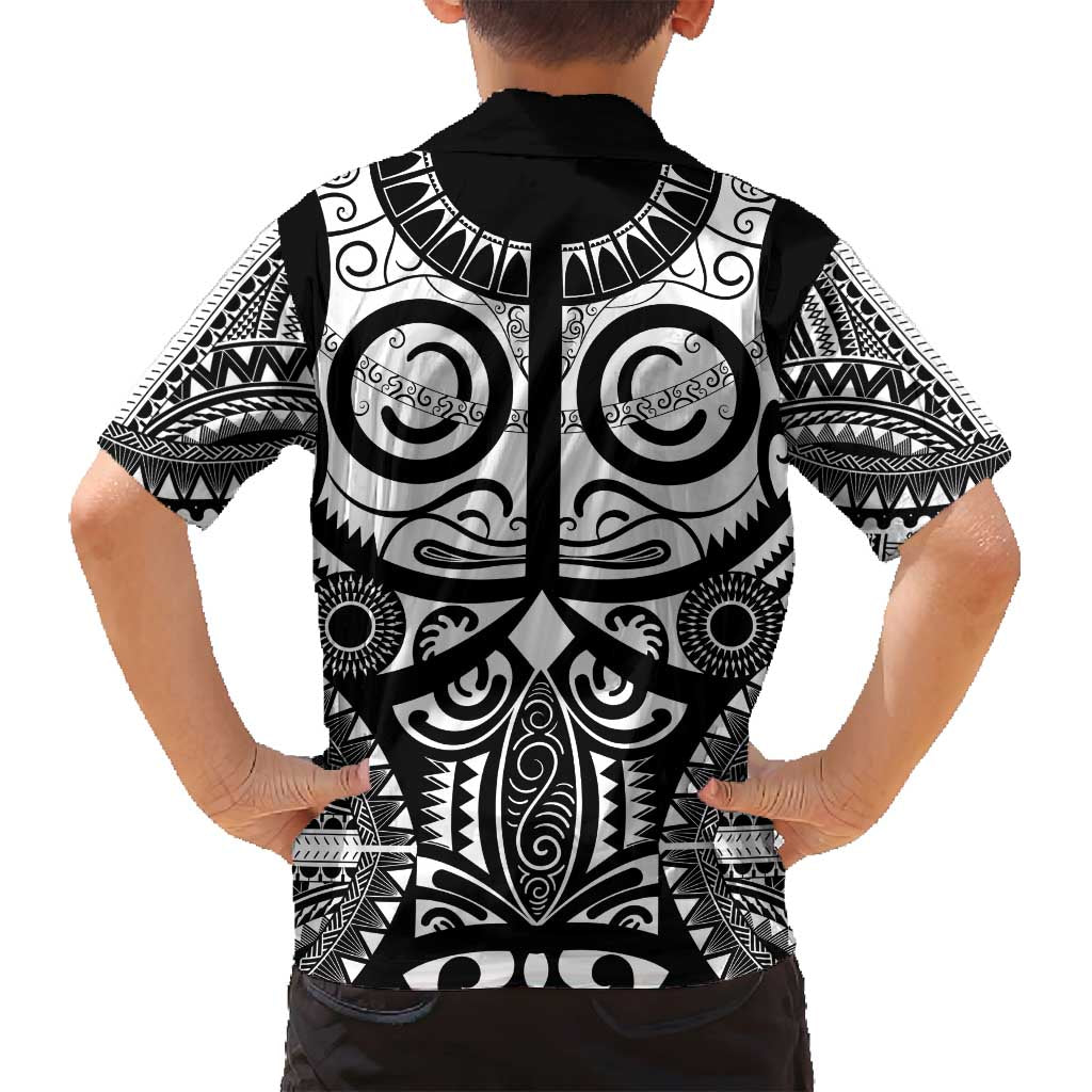 Marquesas Islands Family Matching Off Shoulder Maxi Dress and Hawaiian Shirt Marquesan Tattoo Black White Color LT14 - Polynesian Pride
