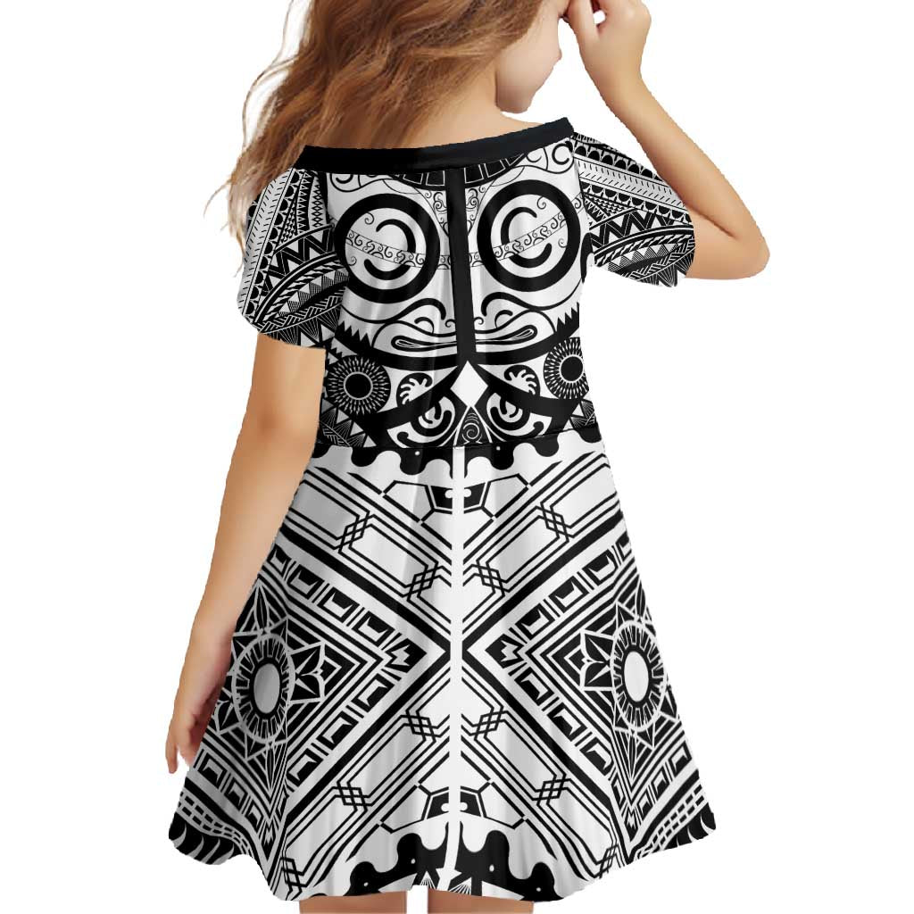 Marquesas Islands Family Matching Off Shoulder Maxi Dress and Hawaiian Shirt Marquesan Tattoo Black White Color LT14 - Polynesian Pride