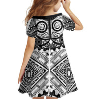 Marquesas Islands Family Matching Off Shoulder Short Dress and Hawaiian Shirt Marquesan Tattoo Black White Color LT14 - Polynesian Pride