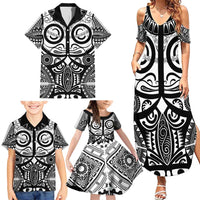 Marquesas Islands Family Matching Summer Maxi Dress and Hawaiian Shirt Marquesan Tattoo Black White Color LT14 - Polynesian Pride