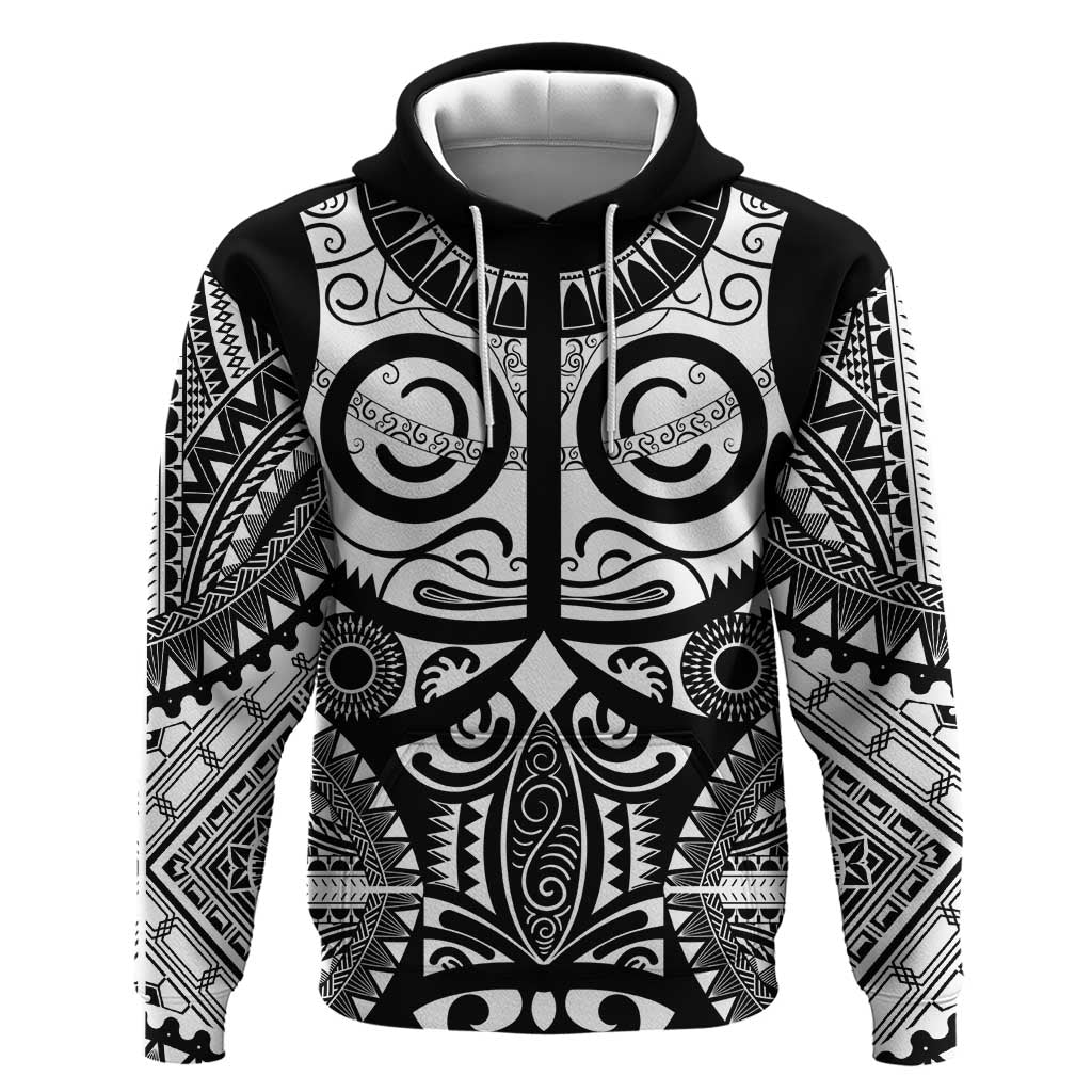 Marquesas Islands Hoodie Marquesan Tattoo Black White Color LT14 Pullover Hoodie Black - Polynesian Pride