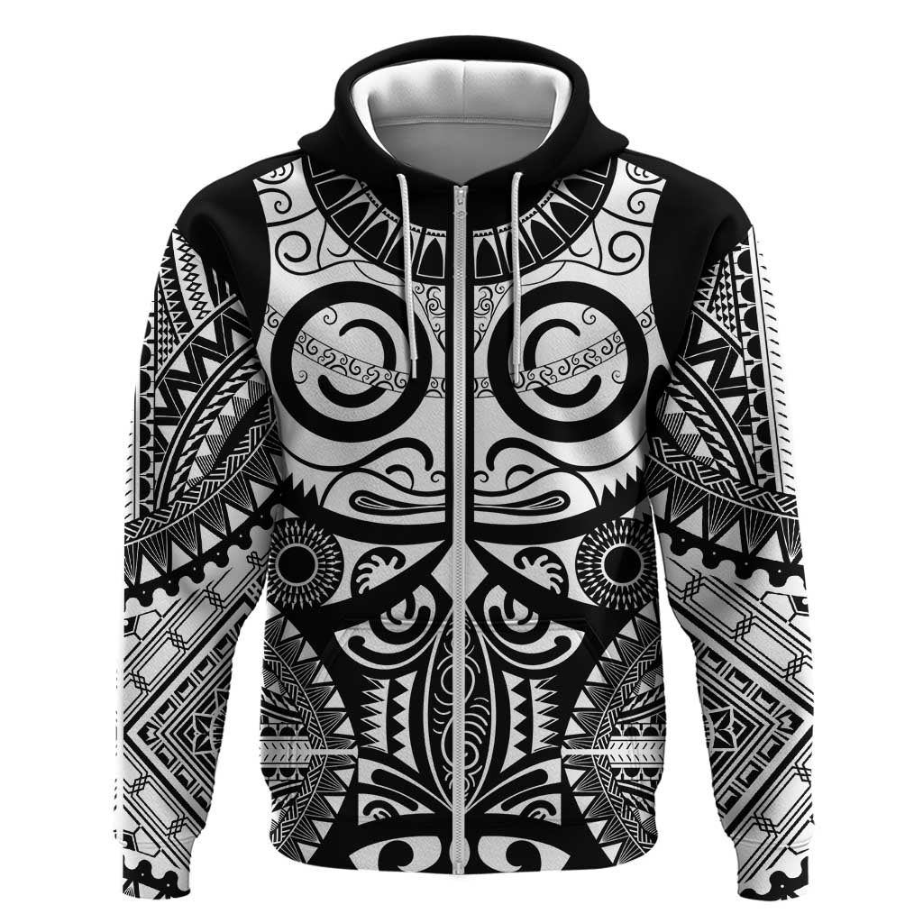 Marquesas Islands Hoodie Marquesan Tattoo Black White Color LT14 Zip Hoodie Black - Polynesian Pride