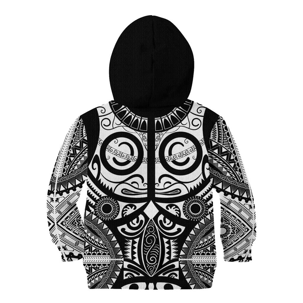 Marquesas Islands Kid Hoodie Marquesan Tattoo Black White Color - Polynesian Pride