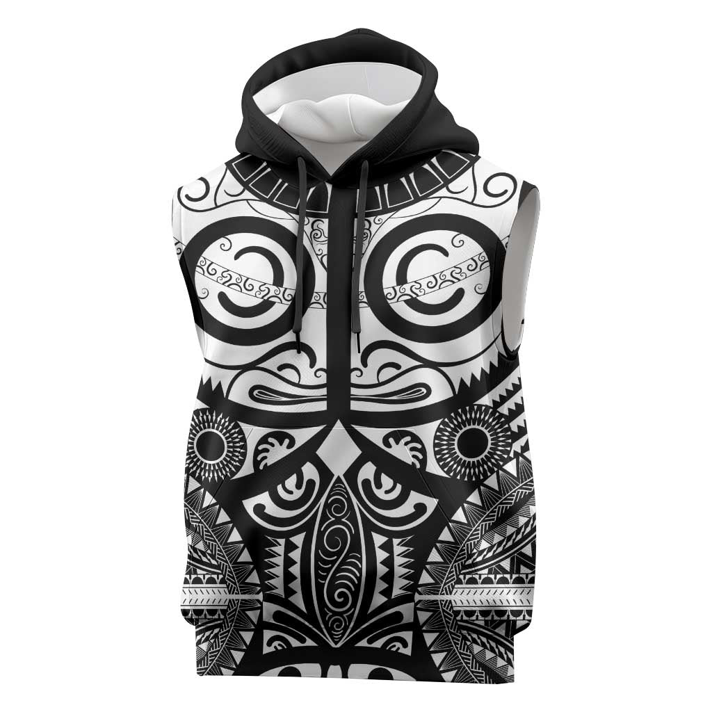 Marquesas Islands Sleeveless Hoodie Marquesan Tattoo Black White Color LT14 Black - Polynesian Pride