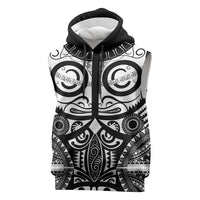 Marquesas Islands Sleeveless Hoodie Marquesan Tattoo Black White Color LT14 Black - Polynesian Pride