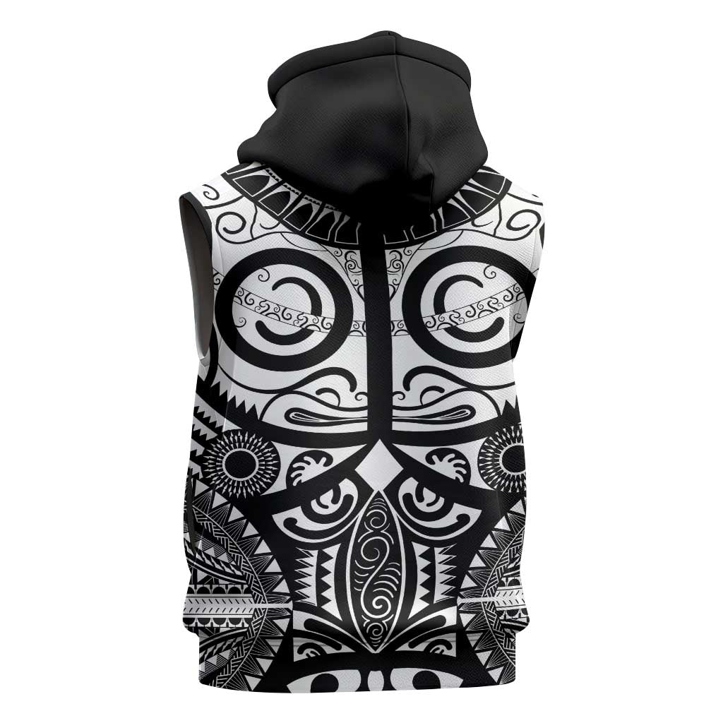Marquesas Islands Sleeveless Hoodie Marquesan Tattoo Black White Color LT14 - Polynesian Pride