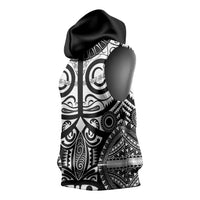 Marquesas Islands Sleeveless Hoodie Marquesan Tattoo Black White Color LT14 - Polynesian Pride