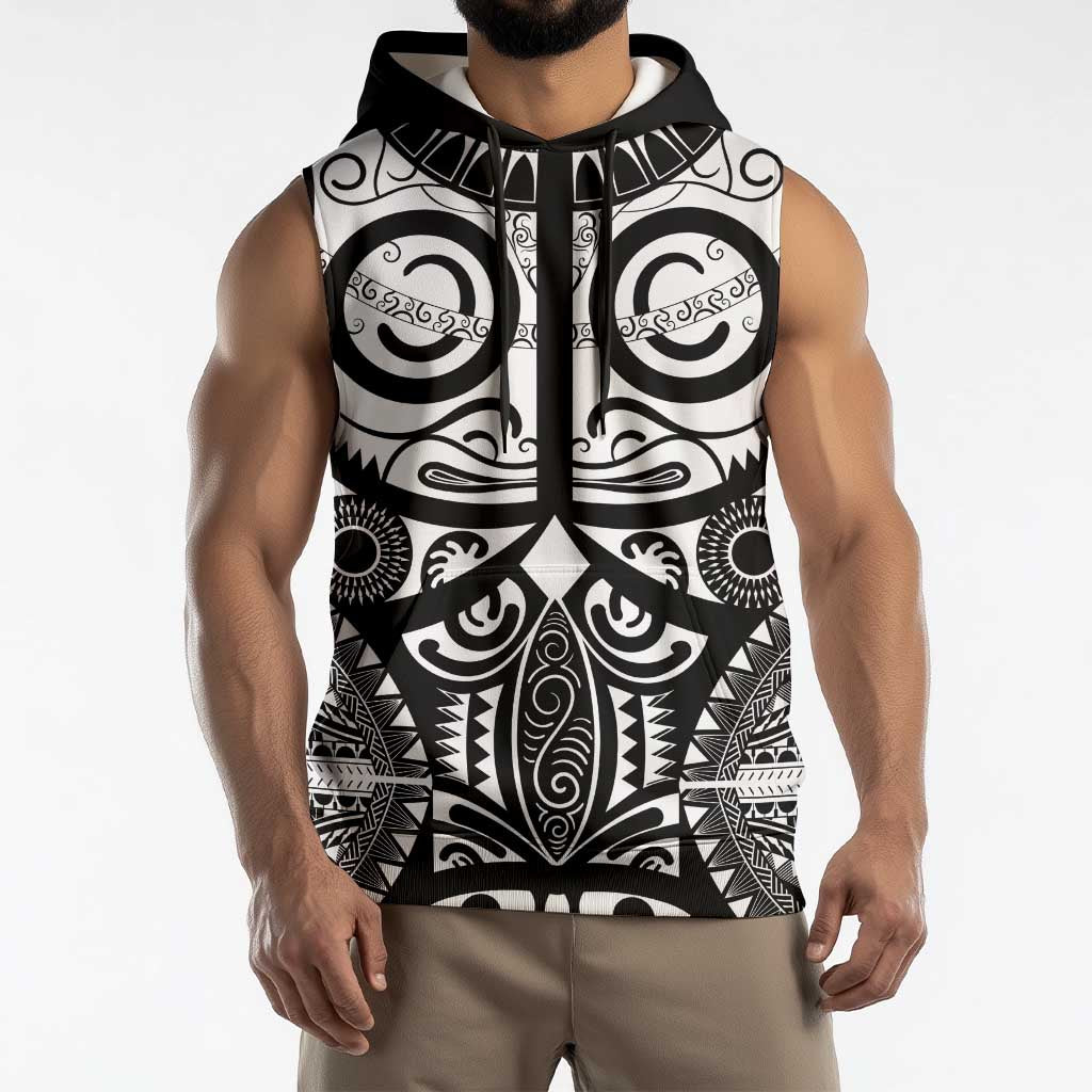 Marquesas Islands Sleeveless Hoodie Marquesan Tattoo Black White Color LT14 - Polynesian Pride
