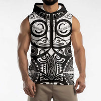 Marquesas Islands Sleeveless Hoodie Marquesan Tattoo Black White Color LT14 - Polynesian Pride