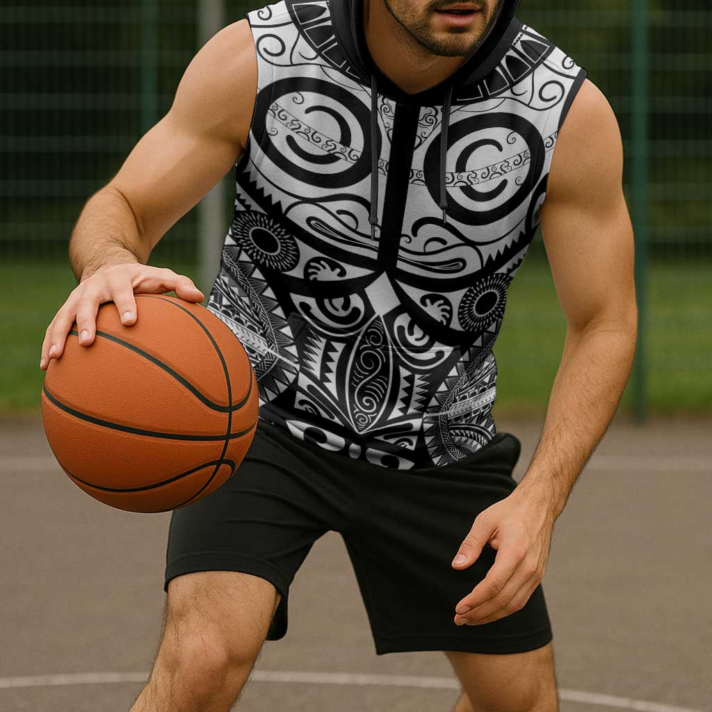 Marquesas Islands Sleeveless Hoodie Marquesan Tattoo Black White Color LT14 - Polynesian Pride