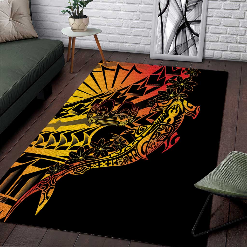 Gradient Marquesas Islands Area Rug Marquesan Matatiki Hammerhead Shark Patutiki LT14 Yellow - Polynesian Pride