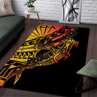 Gradient Marquesas Islands Area Rug Marquesan Matatiki Hammerhead Shark Patutiki LT14 Yellow - Polynesian Pride
