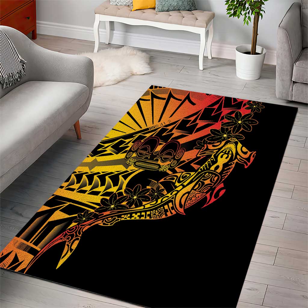 Gradient Marquesas Islands Area Rug Marquesan Matatiki Hammerhead Shark Patutiki LT14 - Polynesian Pride