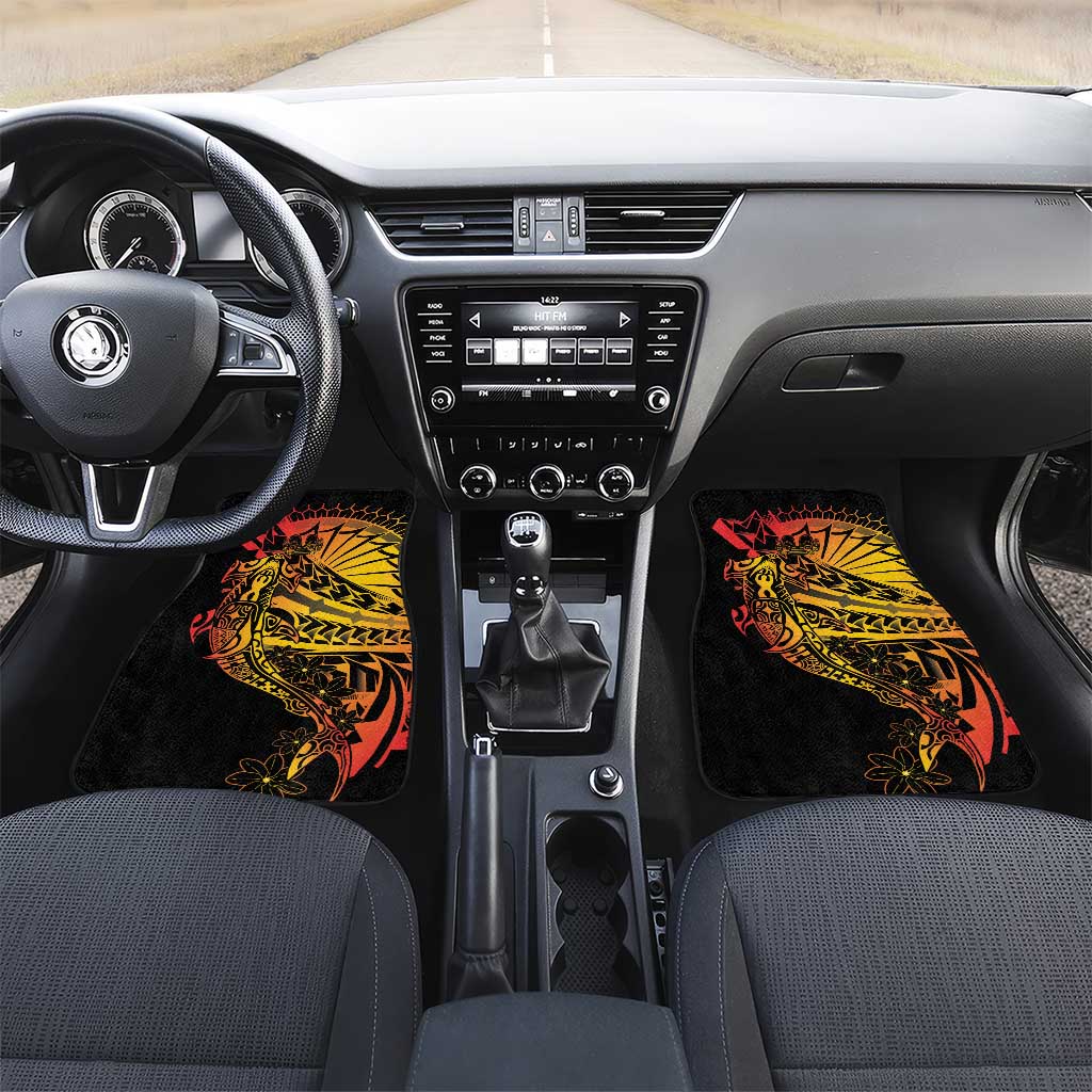 Gradient Marquesas Islands Car Mats Marquesan Matatiki Hammerhead Shark Patutiki LT14 Set 2pcs - Front Yellow - Polynesian Pride