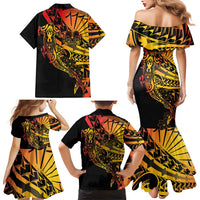 Gradient Marquesas Islands Family Matching Mermaid Dress and Hawaiian Shirt Marquesan Matatiki Hammerhead Shark Patutiki LT14 - Polynesian Pride