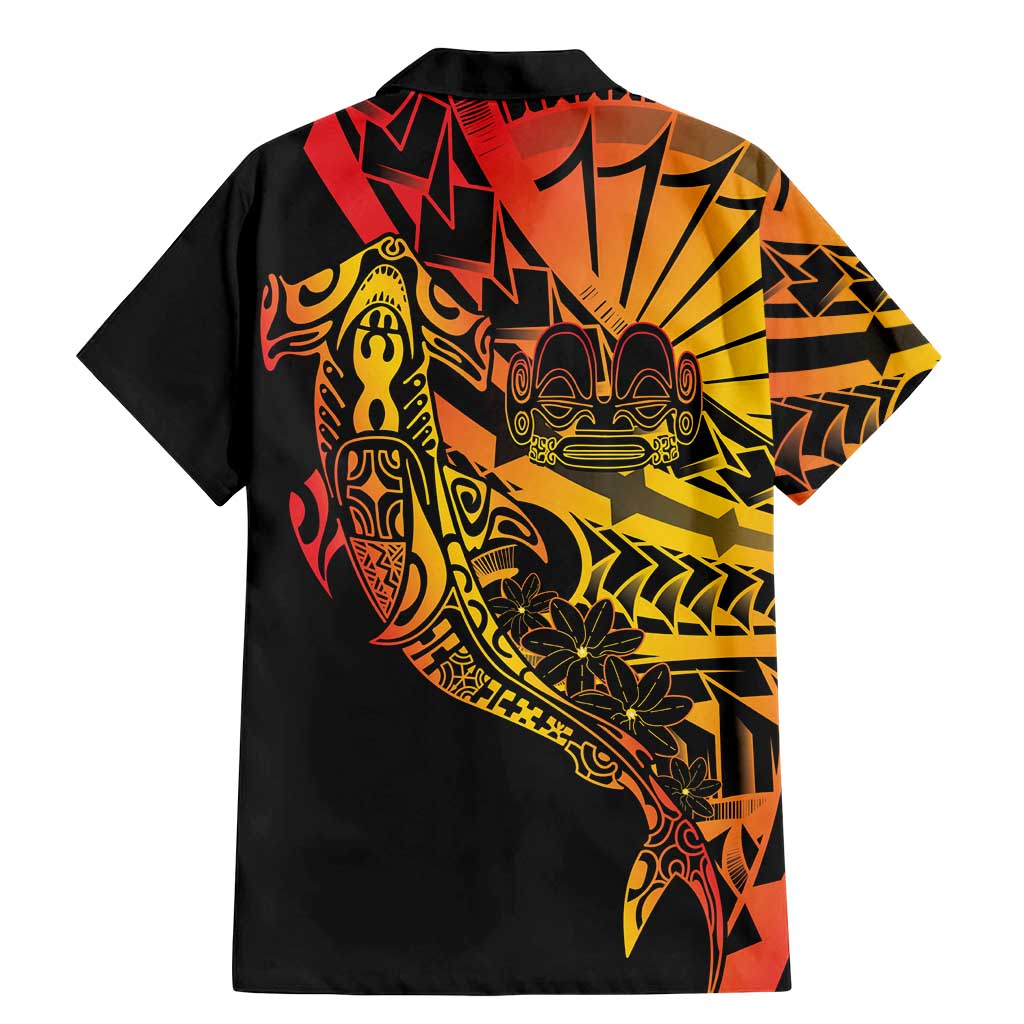 Gradient Marquesas Islands Family Matching Mermaid Dress and Hawaiian Shirt Marquesan Matatiki Hammerhead Shark Patutiki LT14 - Polynesian Pride